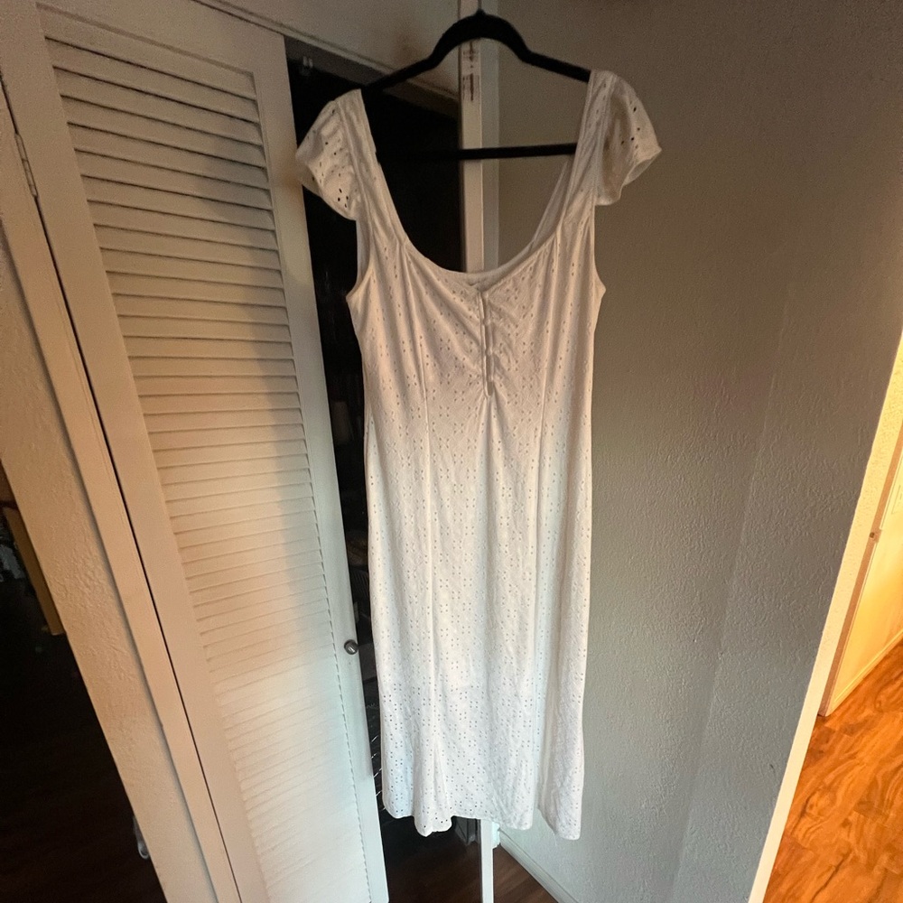 WAYF Ivory Eyelet midi dress